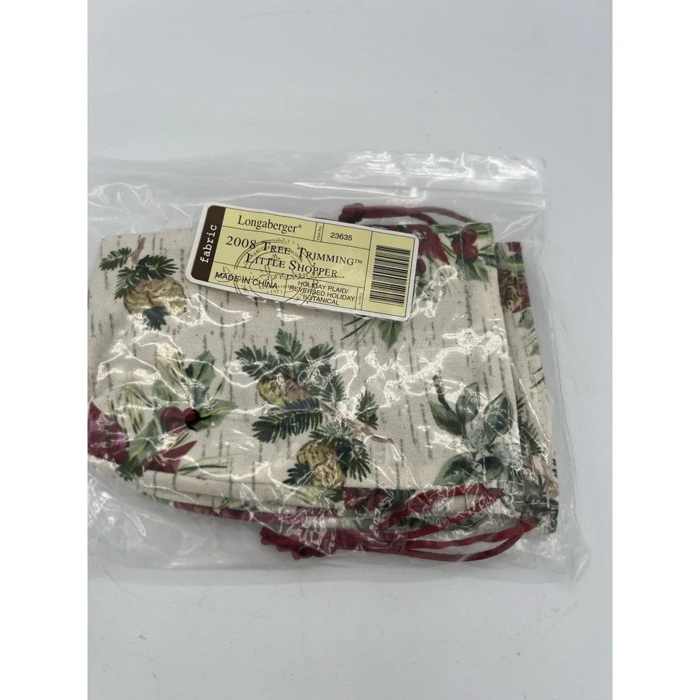 🎄Longaberger 2008 Tree Trimming Little Shopper Liner ONLY–Holiday Plaid/Botanic